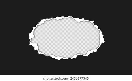 Torn paper. Vector illustration of torn black paper sheet isolated on transparent background