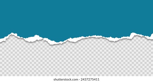 Torn paper. Vector illustration of torn blue paper sheet isolated on transparent background