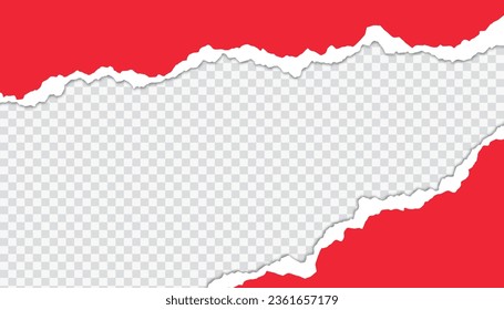 Torn paper. Vector illustration of torn red paper sheet isolated on transparent background