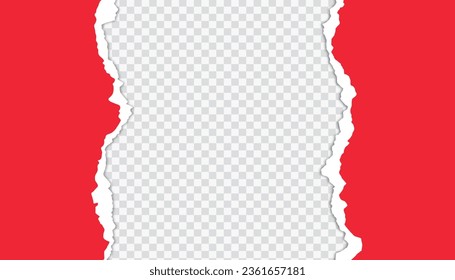 Torn paper. Vector illustration of torn red paper sheet isolated on transparent background