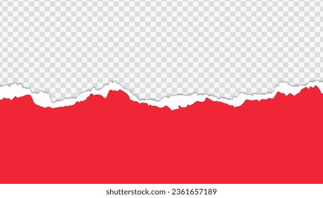 Papel roto. Ilustración vectorial de papel rojo roto aislado en fondo transparente