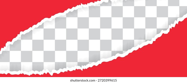 Papel rasgado. Ilustração vetorial de folha de papel vermelha rasgada isolada sobre fundo transparente
