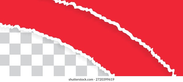 Papel rasgado. Ilustração vetorial de folha de papel vermelha rasgada isolada sobre fundo transparente