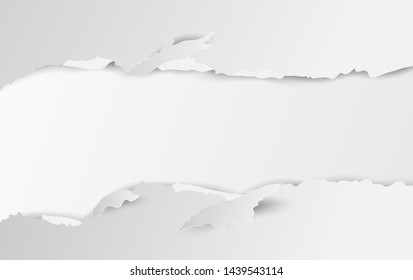 torn paper white background.Ripped and paper strips with soft light shadow on squared wall.Creative design paper craft and cut style.Vector template.card. seamless horizontally.illustration EPS10