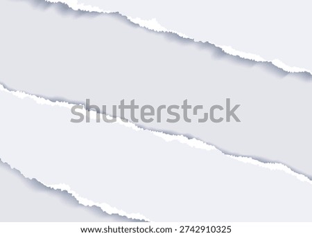 Torn paper white edge texture with curl border background rip strip page isolated template design empty and broken sheet piece with shadow header canvas scratch concept to reveal transparent note