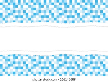 Torn paper in winter colors of blue and white