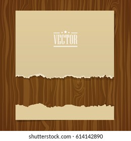 Torn paper and Wood template background design