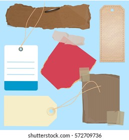 Torn papers, tags and labels design element vector collection
