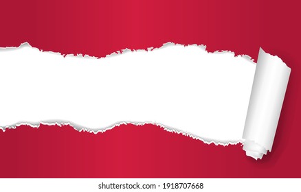 Papel Ped desgarrado con fondo blanco con malla gradiente, iluminación vectorial