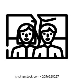 torn photo divorce line icon vector. torn photo divorce sign. isolated contour symbol black illustration