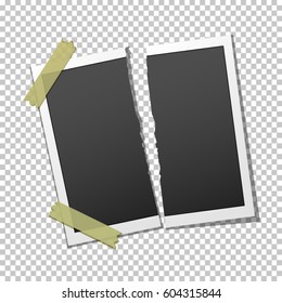 Torn photo frame on transparent background