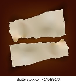 torn piece of old paper brown background page ripped cardboard used message