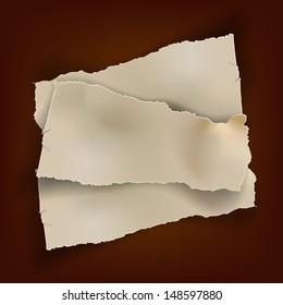 torn piece of old paper brown background ripped page cardboard used message