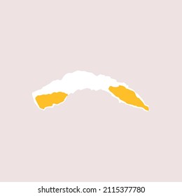 Torn piece of paper isolated. Arc is a piece of paper with a torn edge. Vector illustration of a geometric shape with a white torn edge.