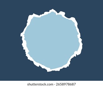 Pedazo de papel rasgado aislado forma de círculo. Un pedazo de papel con el borde roto. Colores lindos forma geométrica con un borde desgarrado blanco. Ilustración vectorial