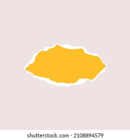 Torn piece of paper isolated. Ellipse piece of paper with a torn edge. Vector illustration of a geometric shape with a white torn edge.