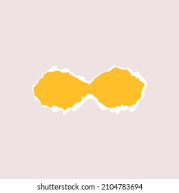 Torn piece of paper isolated. The infinity sign is a piece of paper with a torn edge. Vector illustration of a geometric shape with a white torn edge.