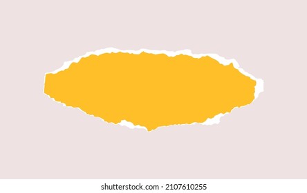 Torn piece of paper isolated. Oval piece of paper with a torn edge. Vector illustration of a geometric shape with a white torn edge.