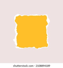 Torn piece of paper isolated. A square piece of paper with a torn edge. Vector illustration of a geometric shape with a white torn edge.