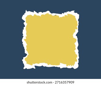 Torn piece of paper isolated square shape. Piece of paper with a torn edge. Cute colors geometric shape with a white torn edge. Vector illustration