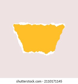Torn piece of paper isolated. A truncated pyramid of paper with a torn edge. Vector illustration of a geometric shape with a white torn edge.