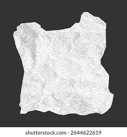 Torn piece of paper with jagged torn edges and wrinkled texture. Halftone gritty surface, suitable for handmade collage and visual art.