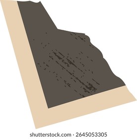 Un pedazo de papel desgarrado con una superficie texturizada en un diseño de esquina. La ilustración representa un borde rasgado con un patrón áspero. Ilustración vectorial de dibujos animados.