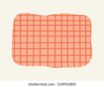 A torn, torn piece of pink checkered paper. Flat design, hand drawn cartoon, vector.