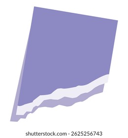 Torn piece of purple paper is creating a ripped effect with a shadow