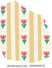 Torn Piece Wallpaper With Floral Pattern Vector Illustration