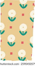 Torn Piece Wallpaper With Floral Pattern Vector Illustration