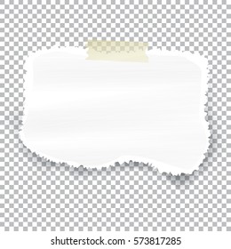 Torn piece of white paper with ripped edges and copyspace, vector illustration.