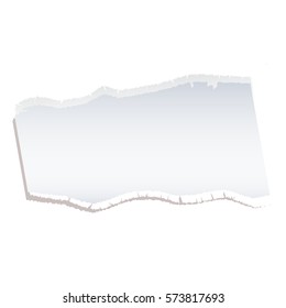 Torn piece of white paper with ripped edges and copyspace, vector illustration.