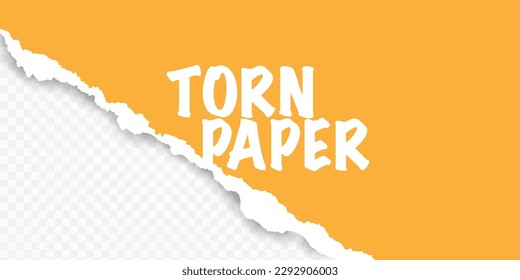 A torn, torn piece of yellow paper with a soft shadow on a square gray background for text. I write for advertising. Vector illustration.