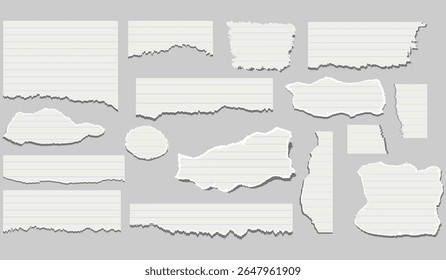 pedaços rasgados de papel xadrez. Peças de folhas de notebook com bordas rasgadas. Bordas rasgadas de papel quadriculado rasgadas. Pedaço de papel xadrez rasgado liso. efeito forrado e amassado
