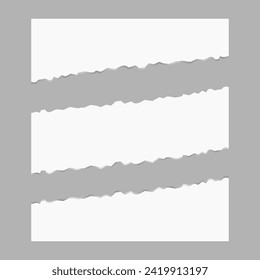 Torn Pieces of paper Set, Texture page, textured memo sheet or notebook shred. Vector illustration isolated sign set