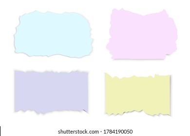 Torn pieces of paper. Vector of torn notebook sheets. Grunge style paper with a rough border.