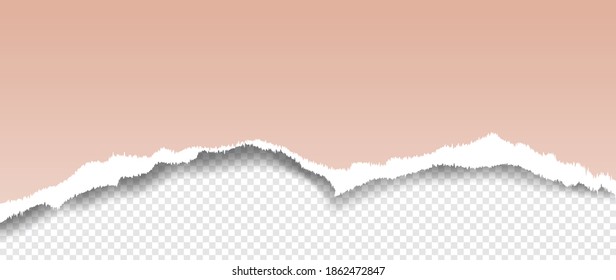 Torn pink paper with soft shadow stuck on grey squared background. Vector illustration