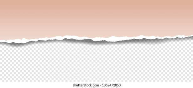 Torn pink paper with soft shadow stuck on grey squared background. Vector illustration