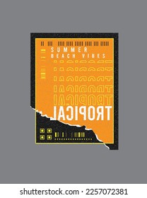 Torn Poster Summer Beach Vibes Tropical Typography Retro grunge graphic design t shirt