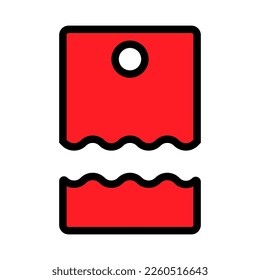 Torn price tag icon line isolated on white background. Black flat thin icon on modern outline style. Linear symbol and editable stroke. Simple and pixel perfect stroke vector illustration