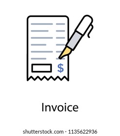 
A torn receipt with dollar sign and pen conceptualising an invoice
