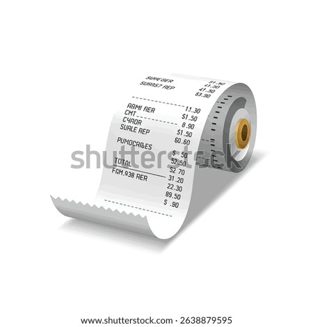 Torn Receipt Paper with Price List Detailed Financial Document Expense Record