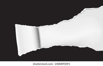 El papel negro roto con sombra suave está sobre fondo blanco para el texto.