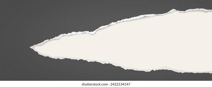 Torn, ripped black squared paper strip with soft shadow is on light background for text.