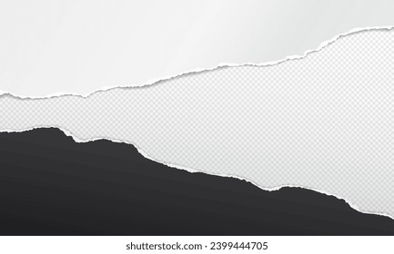 Las tiras de papel blanco y negro desgarradas con sombra suave están en el fondo cuadrado del texto.