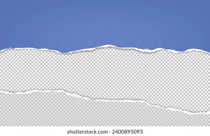 Las tiras de papel blanco y azul desgarradas con sombra suave se encuentran en el fondo cuadrado del texto.