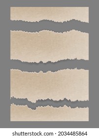 Cartón rasgado. Conjunto texturado. Vector 