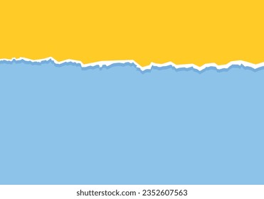 Torn ripped paper edge with copy space, color blue and yellow background
