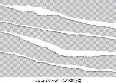Torn ripped paper piece edge set with shadow. Vector illustration